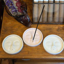 Load image into Gallery viewer, Handmade Clay Moon Face Incense Holders
