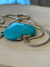 Load image into Gallery viewer, Vintage Large Genuine Turquoise Heart Pendant Necklace Sterling Silver Snake Chain 29.5”
