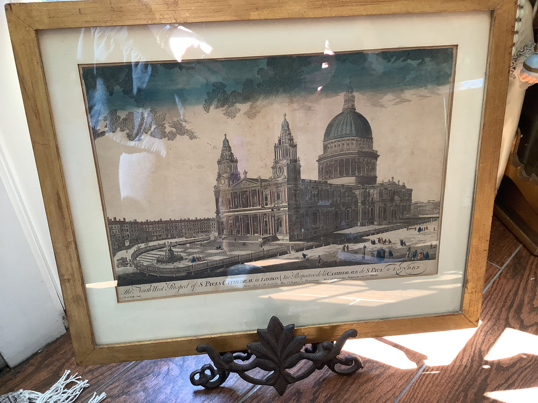 Antique framed lithograph of St Paul’s Cathedral