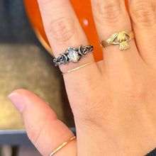 Load image into Gallery viewer, Silver Tone Crescent Moon Faux Opal Rings
