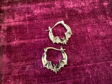Load image into Gallery viewer, Silver tone Bat Hoops
