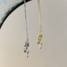 Load image into Gallery viewer, Sterling Silver Long Stem Rose Pendant Necklace | Silver or Gold Plated
