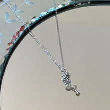 Load image into Gallery viewer, Sterling Silver Long Stem Rose Pendant Necklace | Silver or Gold Plated
