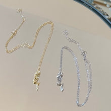 Load image into Gallery viewer, Sterling Silver Long Stem Rose Pendant Necklace | Silver or Gold Plated
