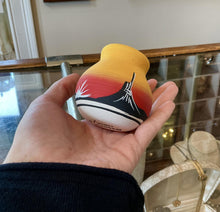 Load image into Gallery viewer, Blackhorse Navajo Handpainted Pottery Mini Vase Sunset Scene Native American
