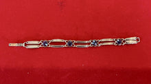 Load image into Gallery viewer, Vintage Art Deco STURDY 12k Gold Filled Sterling Silver Purple Faceted Bracelet
