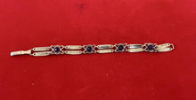 Load image into Gallery viewer, Vintage Art Deco STURDY 12k Gold Filled Sterling Silver Purple Faceted Bracelet

