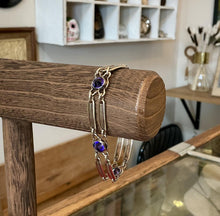 Load image into Gallery viewer, Vintage Art Deco STURDY 12k Gold Filled Sterling Silver Purple Faceted Bracelet
