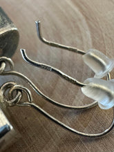 Load image into Gallery viewer, Vintage Sterling Silver Baltic Amber Half Cylinder Dangle Earrings
