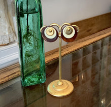 Load image into Gallery viewer, Vintage YSL Yves Saint Laurent Round Lucite Rootbeer Gold Tone Pierced Earrings
