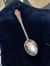 Load image into Gallery viewer, Aksel Holmsen Sterling Silver Orange Enamel NORGE Norwegian Coat of Arms Spoon
