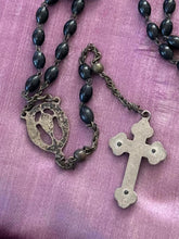 Load image into Gallery viewer, Vintage Art Deco Italy Black Wood Bead Rosary Beads Scalloped Crucifix
