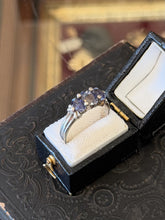 Load image into Gallery viewer, Vintage Sterling Silver Faceted Purple Three-Stone Ring US 8.5
