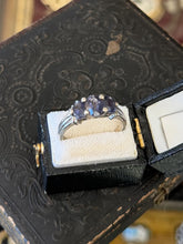 Load image into Gallery viewer, Vintage Sterling Silver Faceted Purple Three-Stone Ring US 8.5
