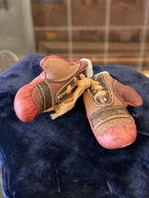 Load image into Gallery viewer, Vintage 1950s Miniature Red Leather Boxing Gloves Signed Jack Dempsey
