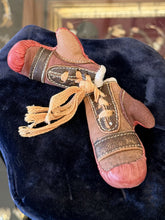 Load image into Gallery viewer, Vintage 1950s Miniature Red Leather Boxing Gloves Signed Jack Dempsey
