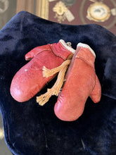 Load image into Gallery viewer, Vintage 1950s Miniature Red Leather Boxing Gloves Signed Jack Dempsey
