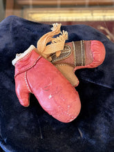 Load image into Gallery viewer, Vintage 1950s Miniature Red Leather Boxing Gloves Signed Jack Dempsey

