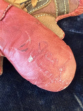 Load image into Gallery viewer, Vintage 1950s Miniature Red Leather Boxing Gloves Signed Jack Dempsey
