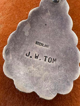 Load image into Gallery viewer, Vintage Navajo J.W. Tom Sterling Silver Genuine Malachite Cabochon Pendant
