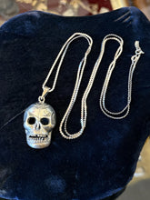 Load image into Gallery viewer, Vintage Solid Sterling Silver Articulated Skull Head Pendant Necklace 30" Rare
