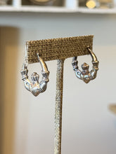 Load image into Gallery viewer, Vintage 1990s Sterling Silver Claddagh Heart &amp; Hand Hoop Earrings Hoops
