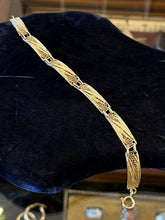 Load image into Gallery viewer, Vintage Gold Vermeil 835 Silver Filigree Panel Link Bracelet 7.25"
