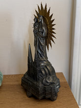 Load image into Gallery viewer, Antique 1900s French St. Anne de Beaupre Souvenir Metal Music Box Statue Working
