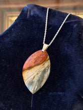 Load image into Gallery viewer, Vintage Sterling Silver Polished Jasper Pendant Necklace Statement Boho 24.25"
