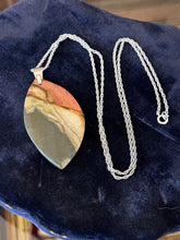 Load image into Gallery viewer, Vintage Sterling Silver Polished Jasper Pendant Necklace Statement Boho 24.25"
