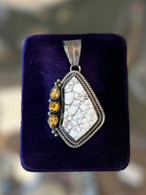 Load image into Gallery viewer, Vintage RB Running Bear Navajo Sterling Silver Magnesite Faceted Citrine Pendant
