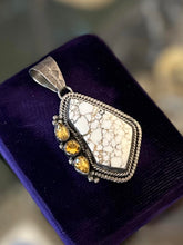 Load image into Gallery viewer, Vintage RB Running Bear Navajo Sterling Silver Magnesite Faceted Citrine Pendant
