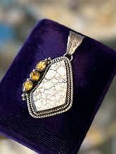 Load image into Gallery viewer, Vintage RB Running Bear Navajo Sterling Silver Magnesite Faceted Citrine Pendant
