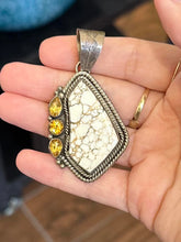 Load image into Gallery viewer, Vintage RB Running Bear Navajo Sterling Silver Magnesite Faceted Citrine Pendant
