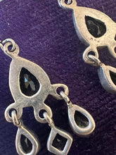Load image into Gallery viewer, Vintage Sterling Silver Multi Gemstone Faceted Amethyst Citrine Peridot Earrings
