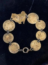 Load image into Gallery viewer, Vintage 1940s WW2 Era Trench Art Australian Coin Pence Sweetheart Bracelet 6.75"
