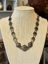 Load image into Gallery viewer, Vintage Art Deco 1920s-1940s Japanese Damascene Shakudo Panel Link Necklace
