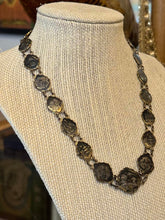 Load image into Gallery viewer, Vintage Art Deco 1920s-1940s Japanese Damascene Shakudo Panel Link Necklace
