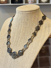 Load image into Gallery viewer, Vintage Art Deco 1920s-1940s Japanese Damascene Shakudo Panel Link Necklace
