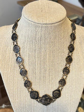 Load image into Gallery viewer, Vintage Art Deco 1920s-1940s Japanese Damascene Shakudo Panel Link Necklace
