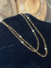 Load image into Gallery viewer, Vintage WINARD 1/20 12K GF Gold Filled Figaro Chain Faux Pearl Necklace 30.25"
