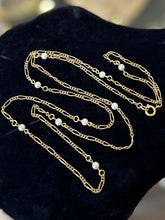 Load image into Gallery viewer, Vintage WINARD 1/20 12K GF Gold Filled Figaro Chain Faux Pearl Necklace 30.25"
