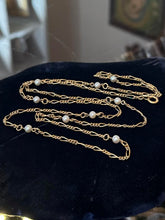 Load image into Gallery viewer, Vintage WINARD 1/20 12K GF Gold Filled Figaro Chain Faux Pearl Necklace 30.25"
