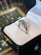 Load image into Gallery viewer, Vintage 14k White Gold Faceted Aquamarine &amp; Diamond Ring US Size 7 1/2
