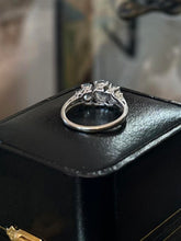 Load image into Gallery viewer, Vintage 14k White Gold Faceted Aquamarine &amp; Diamond Ring US Size 7 1/2
