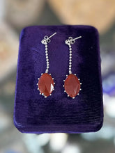 Load image into Gallery viewer, Vintage Italy Sterling Silver Studded Faceted Carnelian Dangle Drop Earrings
