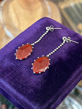 Load image into Gallery viewer, Vintage Italy Sterling Silver Studded Faceted Carnelian Dangle Drop Earrings
