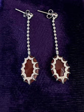 Load image into Gallery viewer, Vintage Italy Sterling Silver Studded Faceted Carnelian Dangle Drop Earrings
