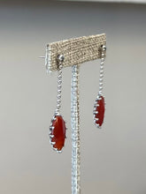 Load image into Gallery viewer, Vintage Italy Sterling Silver Studded Faceted Carnelian Dangle Drop Earrings
