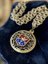 Load image into Gallery viewer, Vintage Reinad Via Crucis Via Lucis Blue &amp; Red Enamel Gold Tone Pendant Necklace
